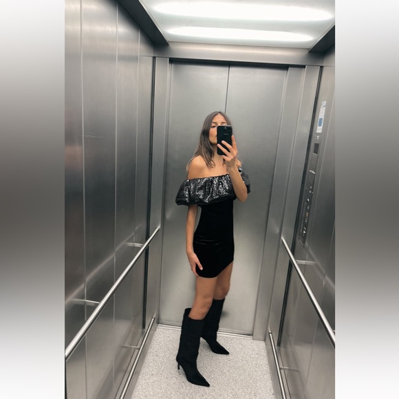 ZARA Velvet Sequin Mini Dress - Picture 4 of 8